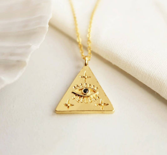 Gold Evil Eye Amulet Necklace
